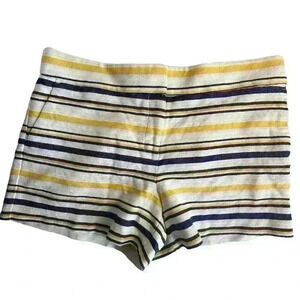 LOFT Women's Size 12 Striped Chino Shorts Cream‎ Yellow Navy Casual